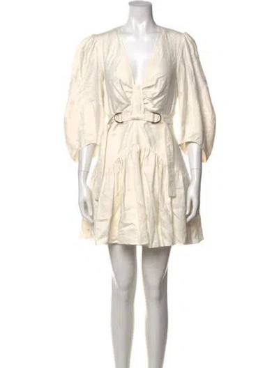 Pre-owned Acler V-neck Mini Dress In White