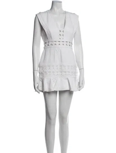 Pre-owned Acler V-neck Mini Dress In White