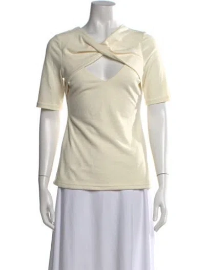 Pre-owned Acler V-neck Short Sleeve Top In Neutral