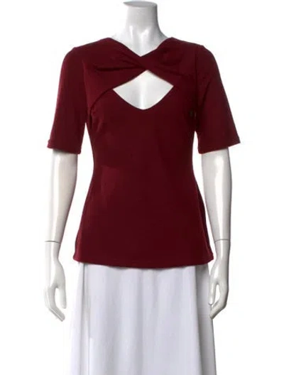 Pre-owned Acler V-neck Short Sleeve T-shirt In Red