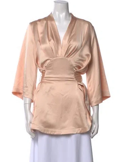 Pre-owned Acler V-neck Three-quarter Sleeve Tunic W/ Tags In Neutral