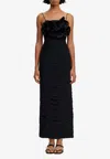 Acler Walsworth Sleeveless Rosette Gathered Fitted Midi Dress In Black