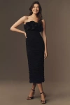 Acler Walsworth Sleeveless Rosette Gathered Fitted Midi Dress In Black