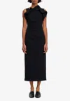 Acler Warfield Ruffled Midi Dress In Black