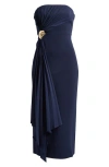 Acler Whitnell Strapless Draped Cocktail Dress In Navy