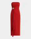Acler Whitnell Strapless Midi Dress In Burgundy