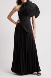 Acler Whittington Ruffle One-shoulder Gown In Black