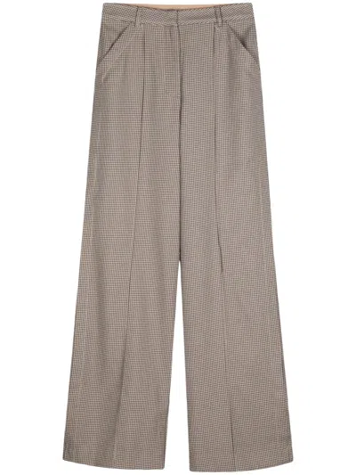 Acler Wid-leg Checked Trousers In Brown