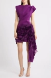 Acler Wigbeth Pleated Organza Overlay Minidress In Purple