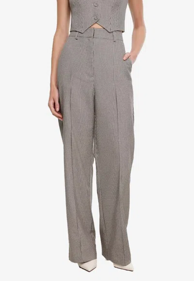 Acler Willcott Houndstooth Tailored Pants In Gray