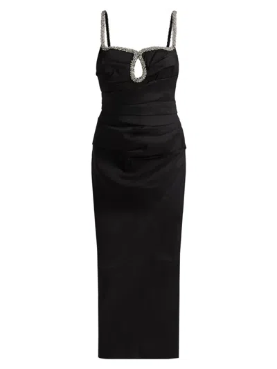 Acler Women's Astonhall Pleated Embellished-trim Midi-dress In Black