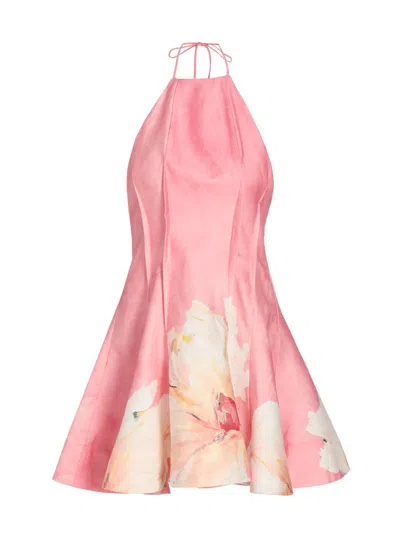 Acler Carryon Mini Dress In Sugar Peony In Pink