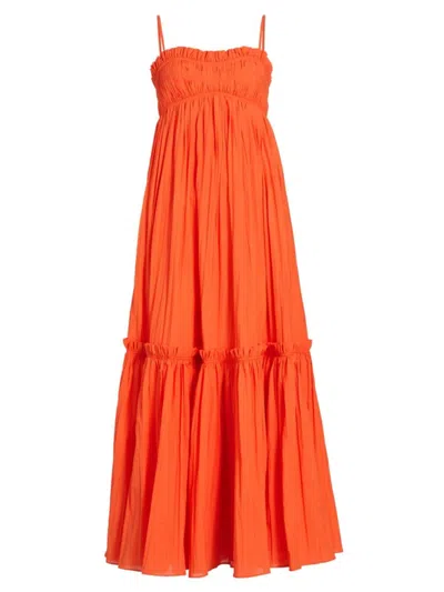 Acler Dartnell Smocked Maxi Dress In Apricot