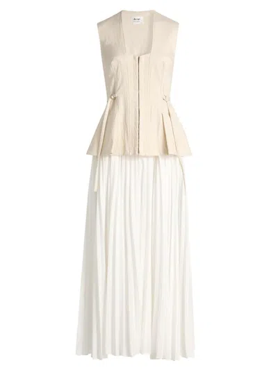 Acler Women's Delny Mixed-media Peplum Cotton Maxi Dress In Neutral