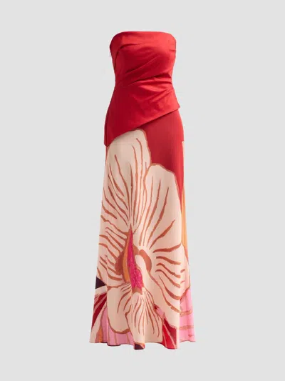 Acler Women's Femme Fatale Lingle Floral Strapless Maxi Dress In Rouge Eclipse