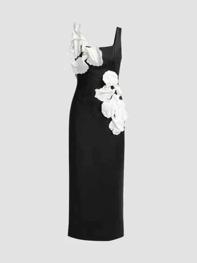 Acler Women's Femme Fatale Radburn Floral Appliqué Maxi Dress In Black Ivory
