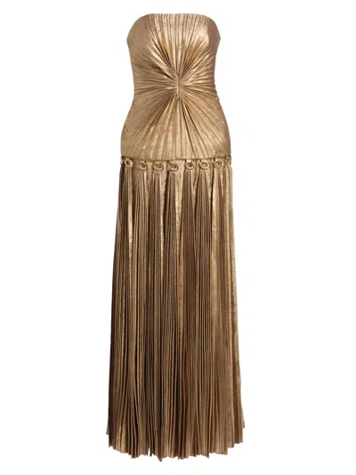 Acler Women's Fintry Metallic Pleated Gown In Gold
