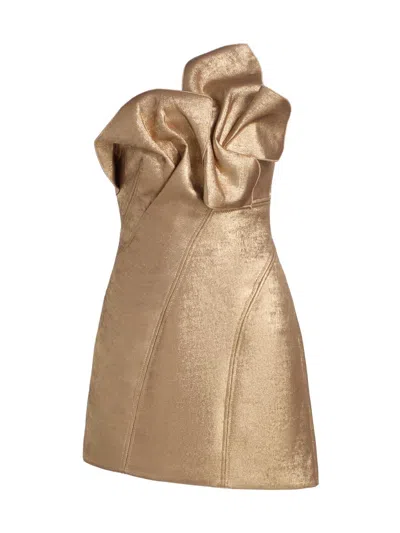 Acler Fin Wood Mini Dress In Gold