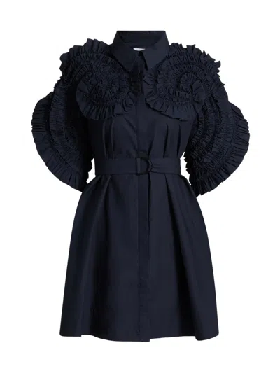 Acler Women's Gedney Spiral Ruffle Mini-shirtdress In Black