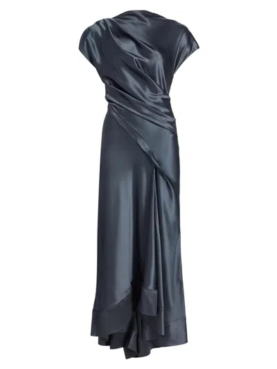 Acler Women's Glatton Gathered Satin Maxi Dress In Gray