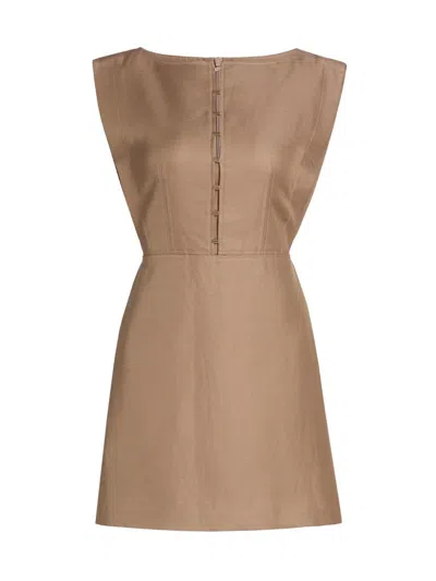 Acler Women's Grindale Hardware-detail Stretch-cotton Minidress In Brown
