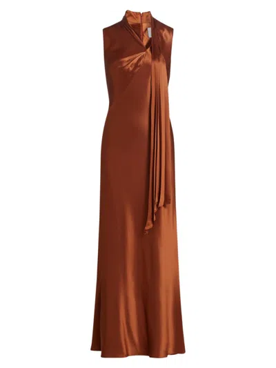 Acler Women's Jeffries Satin Maxi Dress In Brown