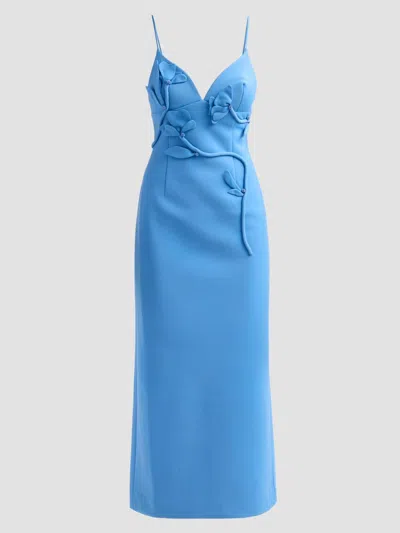 Acler Women's Northwick Floral Applique Midi Dress In Blue