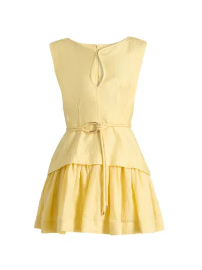 Acler Women's Remly Ruffled Linen-blend Minidress In Yellow