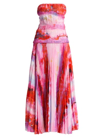 Acler Women's Rockland Floral Pleated Strapless Midi-dress