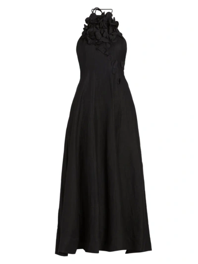 Acler Women's Toren Halter Linen-blend Maxi Dress In Black