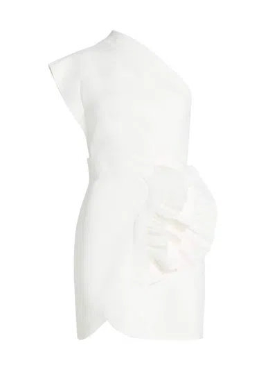 Acler Women's Webster One-shoulder Ruffled Minidress In Ivory