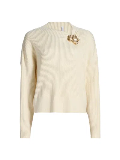 Acler Women's Westie Floral-detail Knit Sweater In White