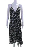 Acler Womens Side Zip Spaghetti Strap V Neck Floral Midi Dress Black In Black