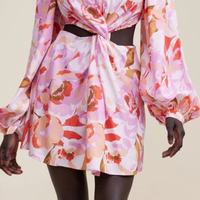 Acler Woodward Mini Dress In Peony Harvest In Pink