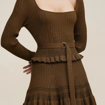 acler brown dress Acler Leasgill Linen-blend Pleated Midi Dress
