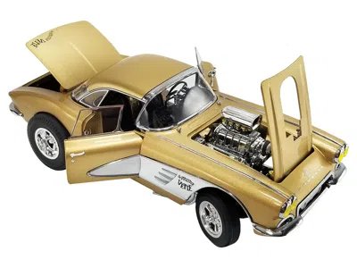 Acme 1961 Chevrolet Corvette Gasser "rat Fink's The Fugitive Vette" Gold Metallic Limited Edition To 414 In Yellow