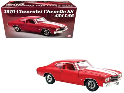 Acme 1970 Chevrolet Chevelle Ss 454 Ls6 Cranberry Red With White Stripes And Red Interior Limited Edition