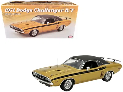 Acme 1971 Dodge Challenger R/t Gy8 Gold Metallic Black Stripes Vinyl Top Limited 360pcs 1/18 Diecast By A In Multi