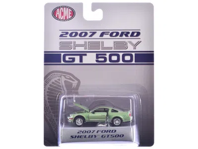 Acme 2007 Ford Shelby Gt500 Lime Green Metallic With Silver Stripes "shelby Collectibles" Series 1/64