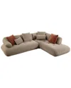 Acme Carrick Sectional Sofa W/6 Pillows In Neutral