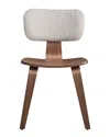 Acme Casson Side Chair (set-2), White Boucle & Wal