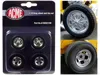 Acme Chrome Drag Wheel And Tire Set Of 4 Pieces From "1932 Ford 3 Window" 1/18 By
