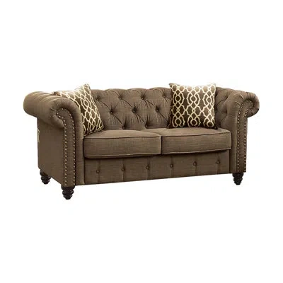 Acme Furniture Loveseat W/2 Pillows In Brown