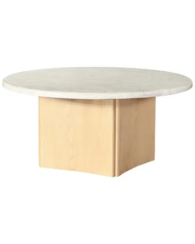 Acme Furniture Qwin Coffee Table With Marble Top In White