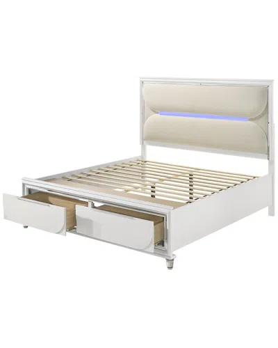 Acme Furniture Tarian Bed With Led & Storage In White