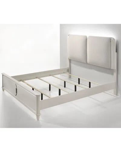 Acme Laveda Queen Bed W/led, Light Gray Boucle & P