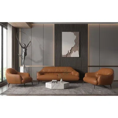 Acme Leonia Chair In Orange Faux Leather