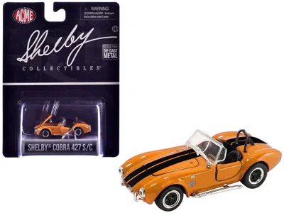 Acme Shelby Cobra 427 S/c Orange With Black Stripes "shelby Collectibles" Series 1/64 Diecast Model Car B