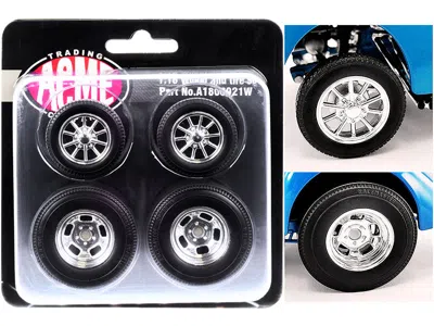 Acme Show Chrome Gasser Wheels And Tires Set Of 4 Pieces From "1940 Gasser" For 1/18 Scale Models By  In Blue