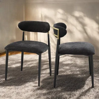 Acme Upholstered Back Arm Chair In Beige And Black (set Of 2)